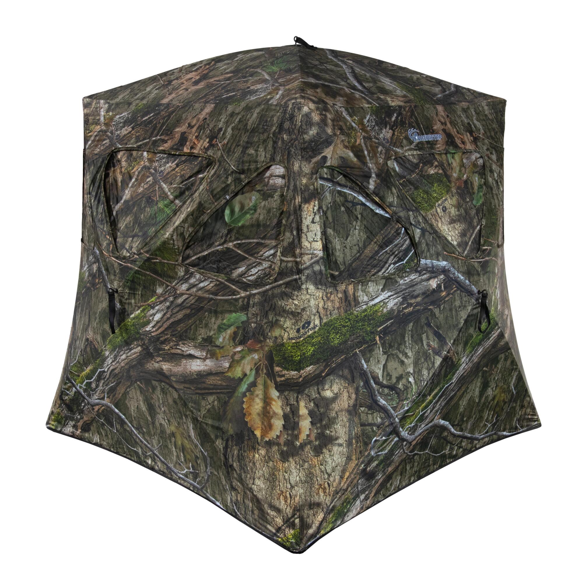 Ameristep Care Taker Run and Gun Wide Bottom Ground Blind — Silent Hook and Elastic Triangular Window System, Camo Mesh Windows, Model# AM-AMEBL3031-WB